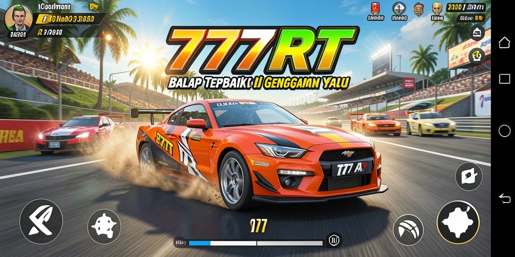 Tampilan penuh aksi dari gameplay balap 777RT yang menegangkan.