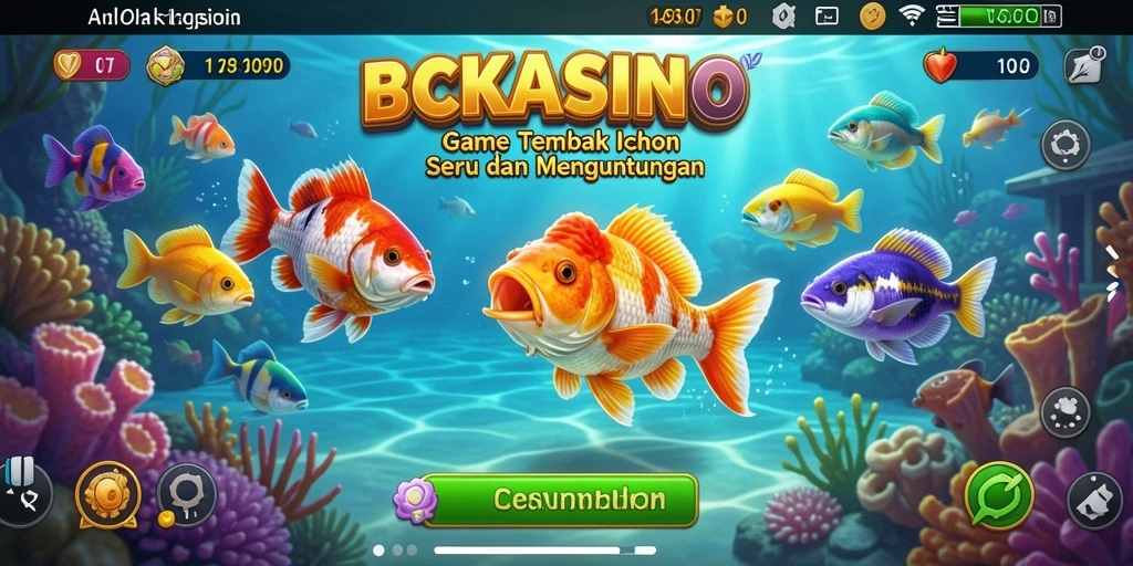 Screenshot BCKASINO menampilkan aksi seru dalam menangkap ikan.