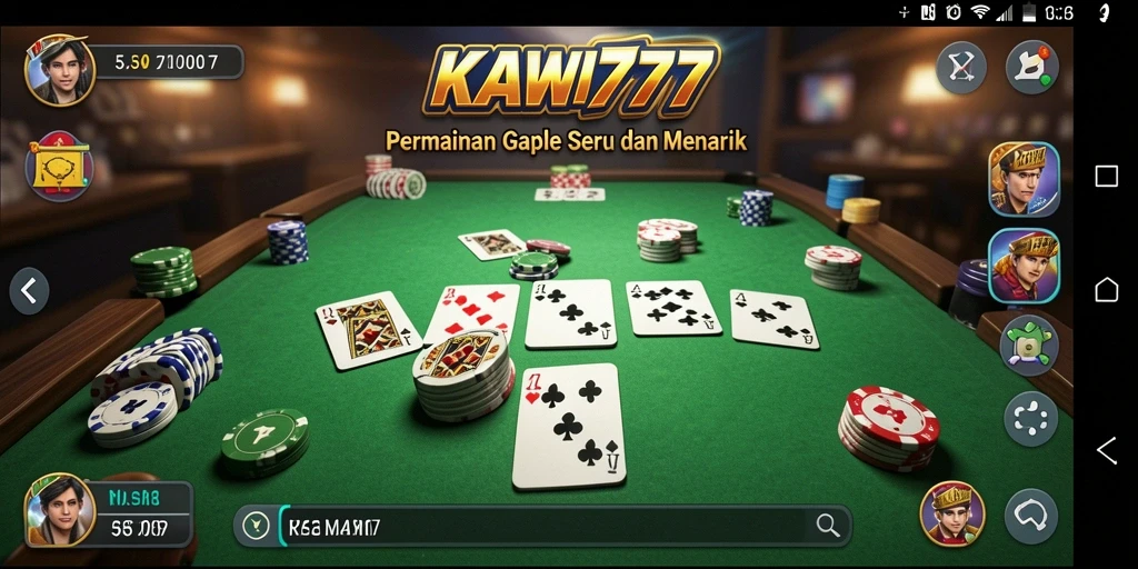 Tampilan gameplay Gaple KAWI777 yang menarik dan interaktif.