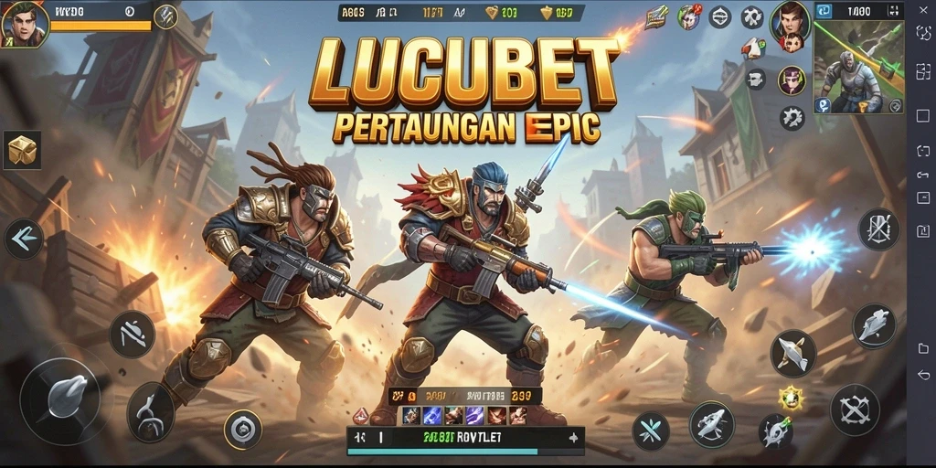 Screenshot LUCUBET menampilkan aksi pertarungan intens dalam Battle Royale.