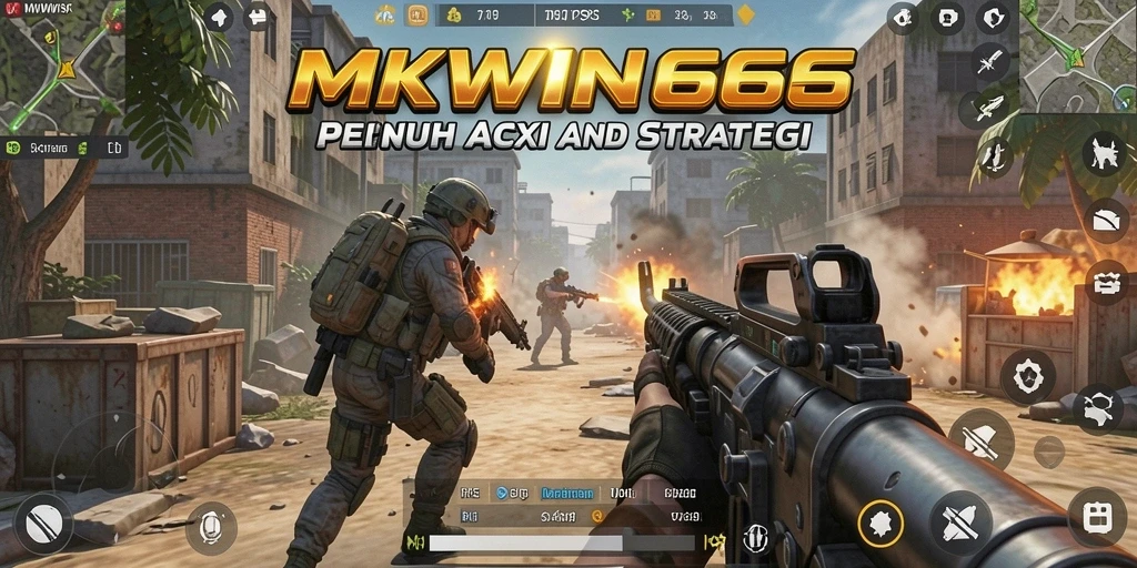 Screenshot utama dari MKWIN666 menampilkan aksi seru dalam permainan TPS.