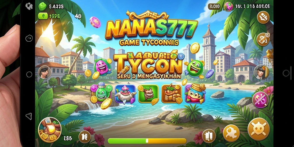 Tampilan gameplay NANAS777 menampilkan aksi seru dalam mengelola bisnis Tycoon.