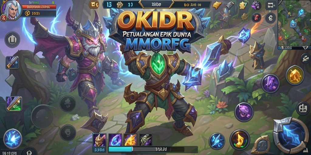 Screenshot gameplay OKIDR yang menunjukkan pertarungan epik di dungeon.